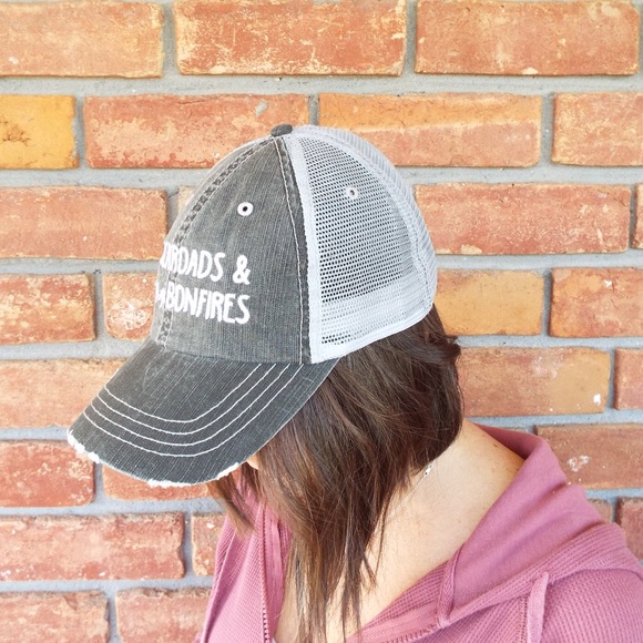💚LAST 1 Backroads & Bonfires Distressed Trucker Hat Cap 0419 - Picture 3 of 4